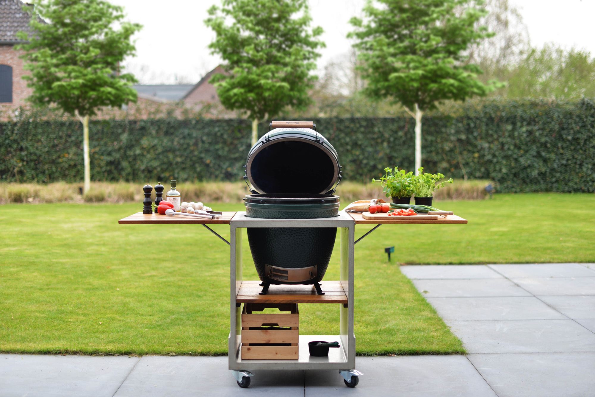 Verrijdbare Betonnen Buitenkeuken Big Green Egg Large Bbq Experience Center Bbq Experience