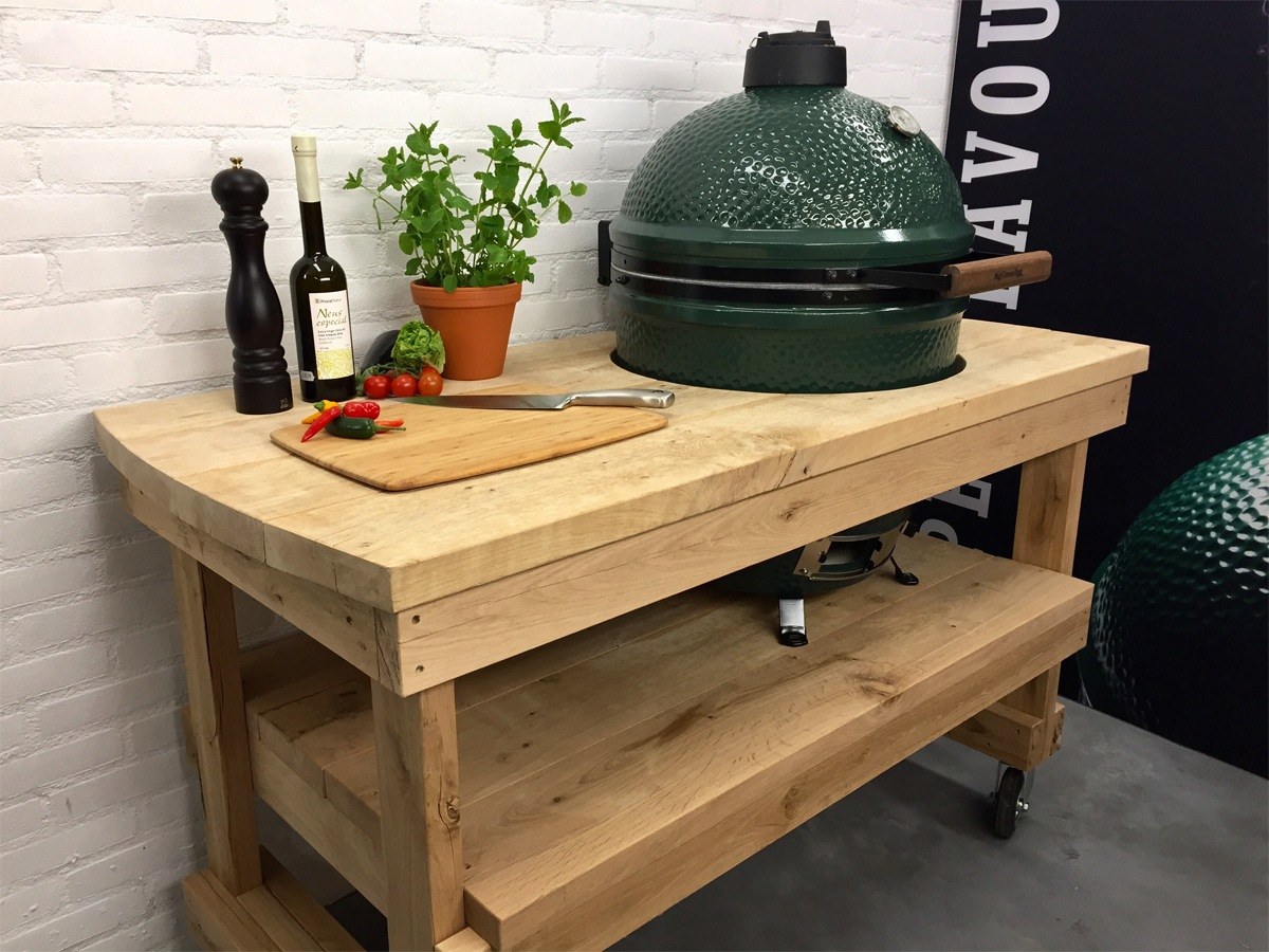 Eiken tafel voor Big Green Egg BBQ Experience Center BBQ Experience